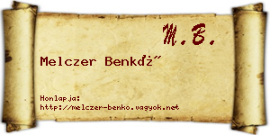 Melczer Benkő névjegykártya